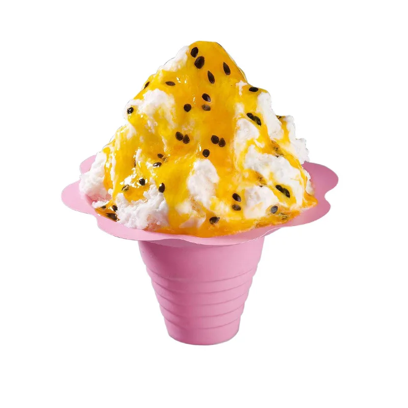 50pcs Disposable Yogurt Cups Snow Cone Cups For Ice Cream Smoothie Ice Cream Cup Shaved Sand Bowl Flower Snow Cup
