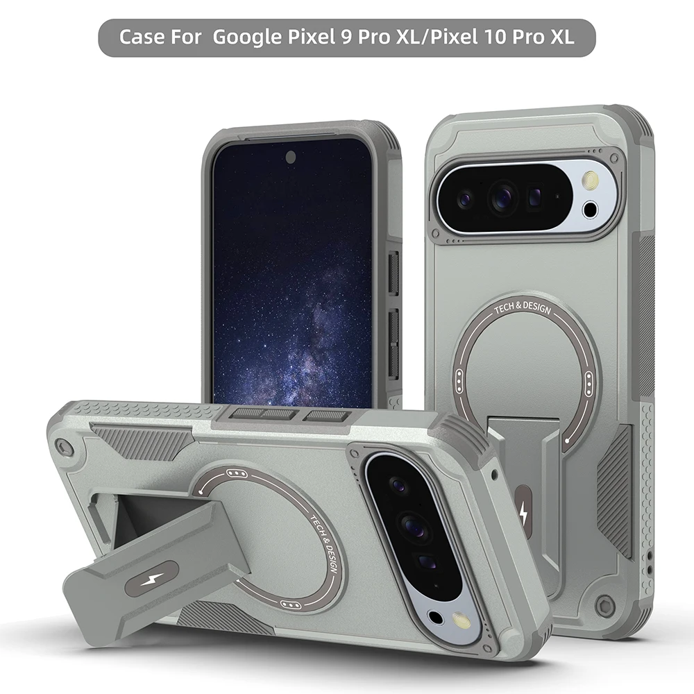 Shockproof Rugged Stand Phone Case with Magnetic Charging and Military Grade Protection