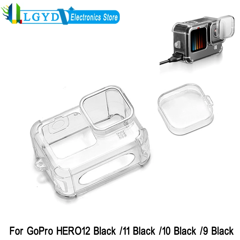 Puluz Clear Tpu Custodia Trasparente Per Gopro Hero12 Hero11 Hero10 Hero9 Black Action Camera Cover Protettiva Con Cappuccio Per Obiettivo