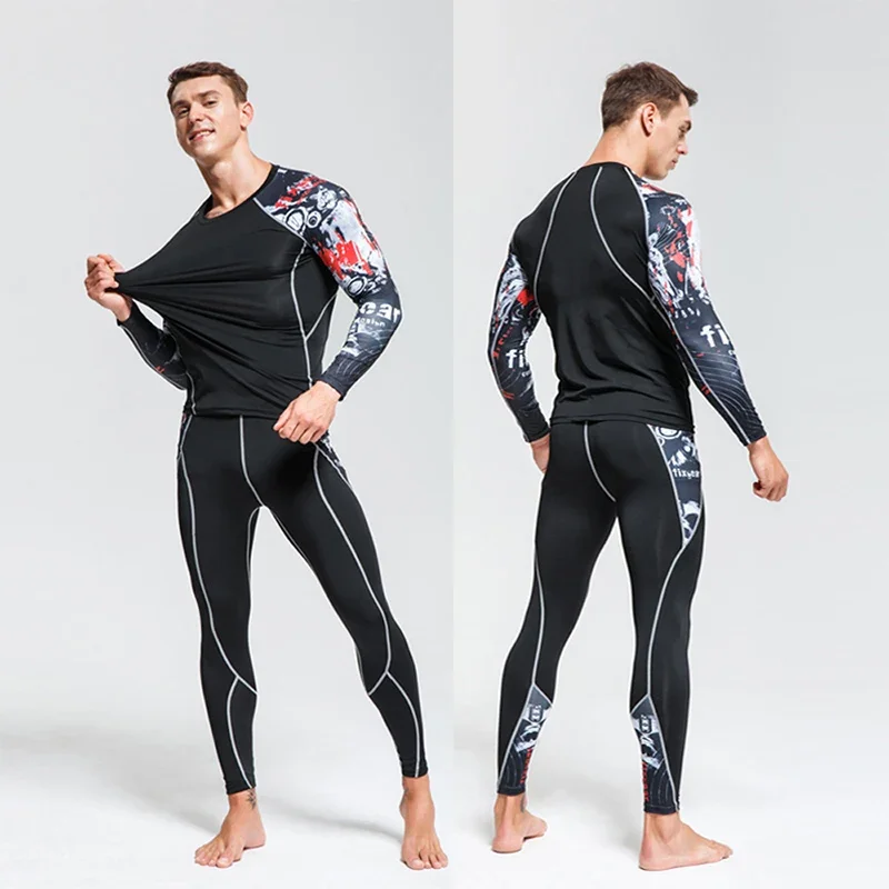New Men Thermal Underwear Sets Compression Fleece Sweat Quick Drying Thermo Underwear Men Clothing Long Johns