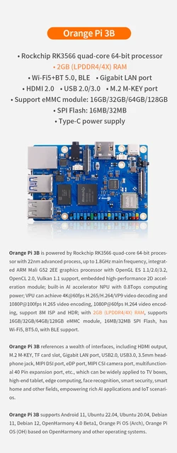 Single Board Computer Orange Pi Zero 2W 4GB 40 Pin Allwinner