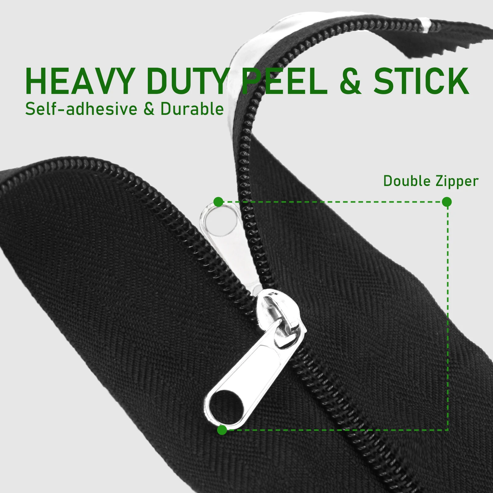 1PC/2PCS 3 Inch X 7 Ft Black Heavy Duty Zipper for Tarp, Wall