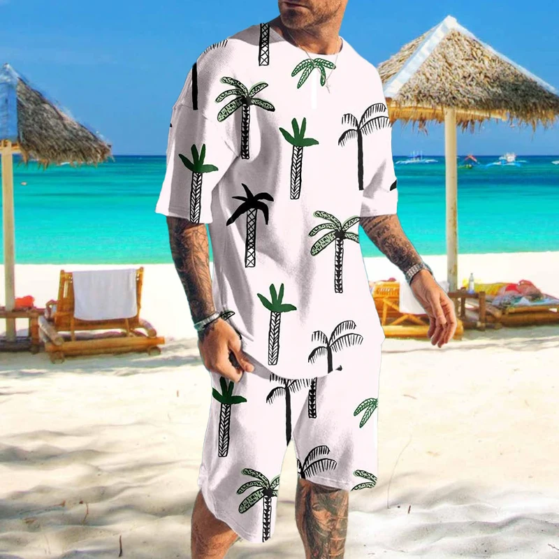 2022 Summer Fashion Men's Hawaii Sets Tracksuits Casual Short Sleeves 3D Print T-shirt+Shorts Pants Beach Suits Male Clothes short sleeves t shirt set shorts sport suit 3d printed 2 piece sets 6xl summer retro brand casual tshirt male bottoms men cloth