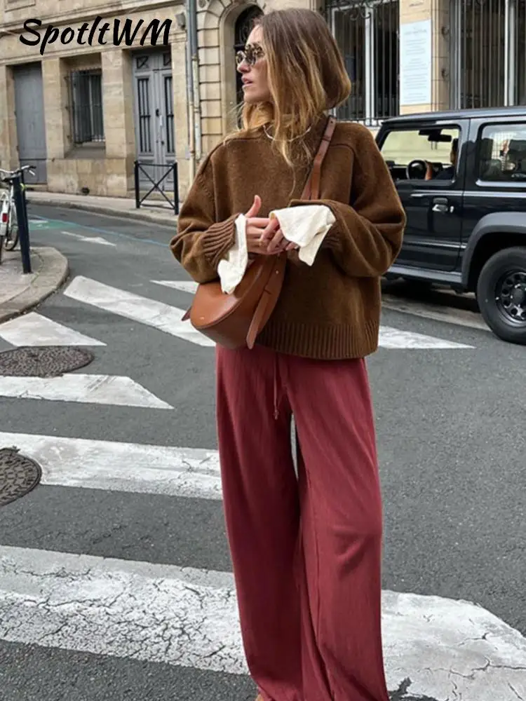 

Fashion Solid O Neck Sweater Women Causal Loose Long Sleeve Knitted Pullover 2023 Autumn Winter Warm Female Streetwear Jumper