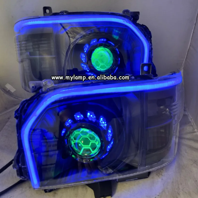 For TOYOTA HIACE Full LED Projector Head Lights Custom Turbine Shroud Front Lamp