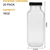 Vintage Water,Glass Drinking Bottles 16oz,Square Beverage 500ml With Lids For Kombucha,Tea,Glass Homemade Drinks, 20Pack 2