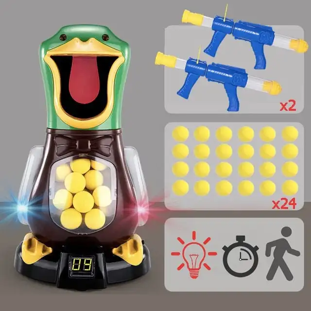 Hungry Duck Shooting Toy Set 98k Gun Air Operated Gun Soft Bullet Ball Scoring Kampspill med lys Can Go Gun Barngaver