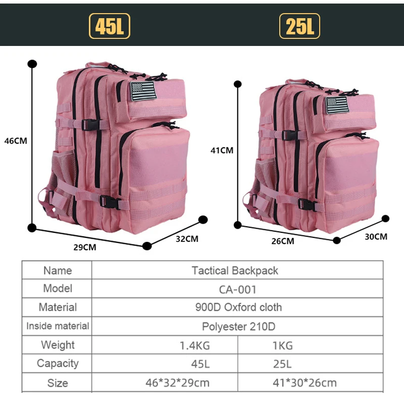 25l 45l Women's Backpack Outdoor Camping Equipment Pink Backpacks For Women  Tactical Military Bags Military Tactical Backpack - Outdoor Bags -  AliExpress