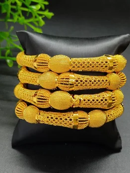4pcs Dubai braccialetti Color oro bracciali nigeriano festa nuziale gioielli di lusso regali hawaiani arabi 2024 braccialetti africani 1