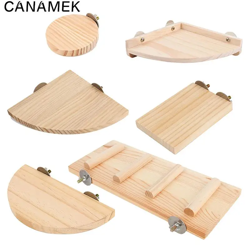 Parrot Hamster Stand Board Pet Bird Parrot Wooden Platform Bracket Toy Hamster Branch Perch Bird Cage Toy Pet Stand Board