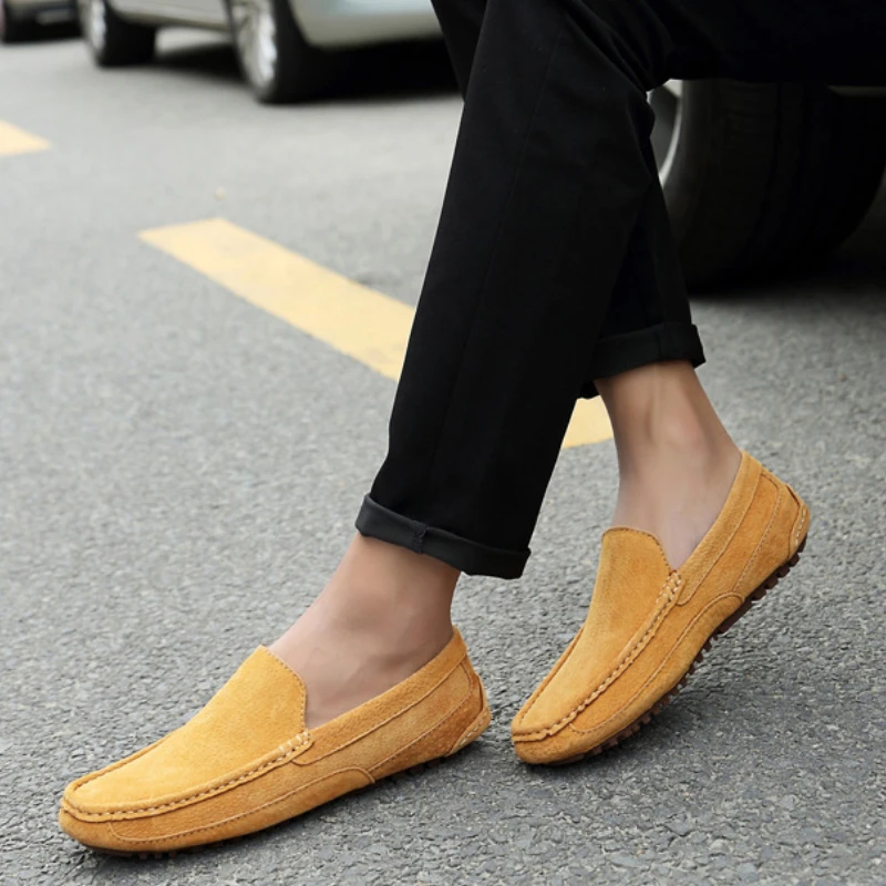 Herren Suede Leder Loafer Leichte Freizeitschuhe Slipper_voghion.com