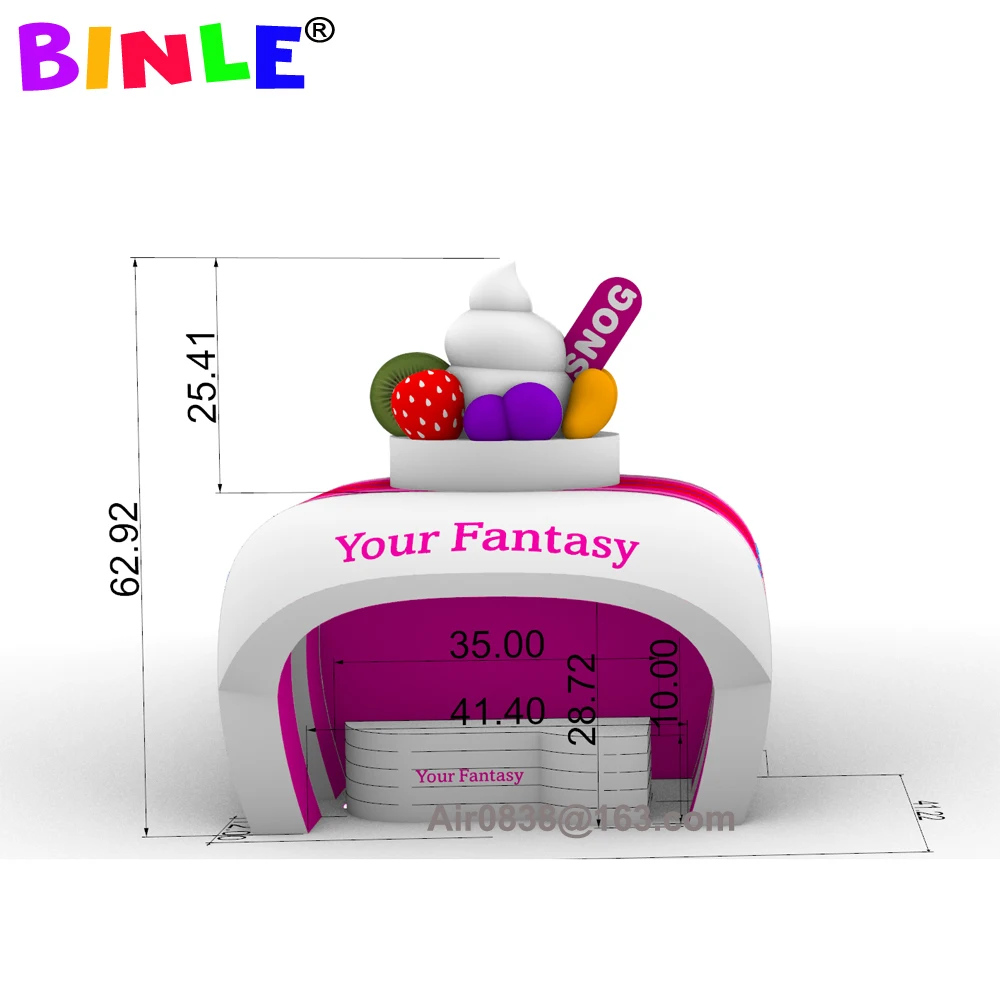 Custom portable fast food and drink inflatable ice cream stand stall station inflatable concession tent in unique shape design 6
