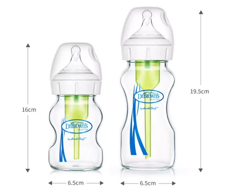 Dr. Brown's Newborn baby glass bottle, wide caliber, anti-flatulence, gas-liquid separation 150ML/ 270ML