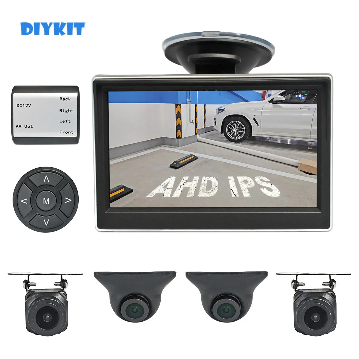 DIYKIT 5" AHD IPS HD Car Monitor 1920*1080 AHD Starlight Night Vision Rear View Car Camera Waterproof for Front/Rear/Side View