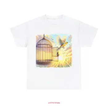 성인 티셔츠 케이지 카나리 버드, 자유로 풀려나는 행복한 사랑, 긴팔 또는 반팔