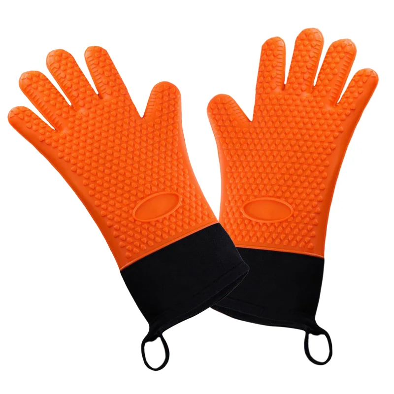 Double Layer BBQ Oven Gloves Silicone for Cooking Grilling Waterproof Mitts kitchen utensils oven mitts 1Pc