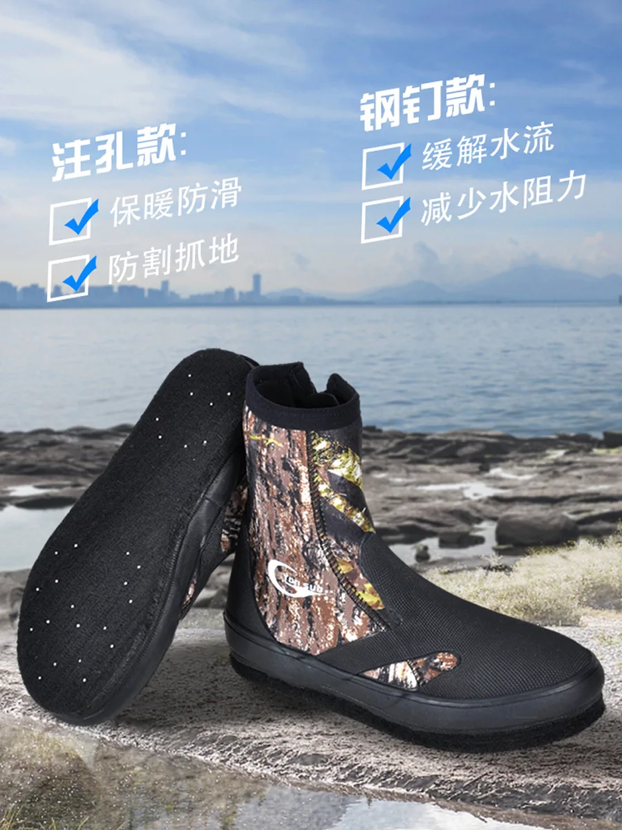 5MM Neoprene Diving Boots High Elastic Scuba Boots Warm Soft Shoes for Spearfishing Kyaking Snorkeling Surfing 4