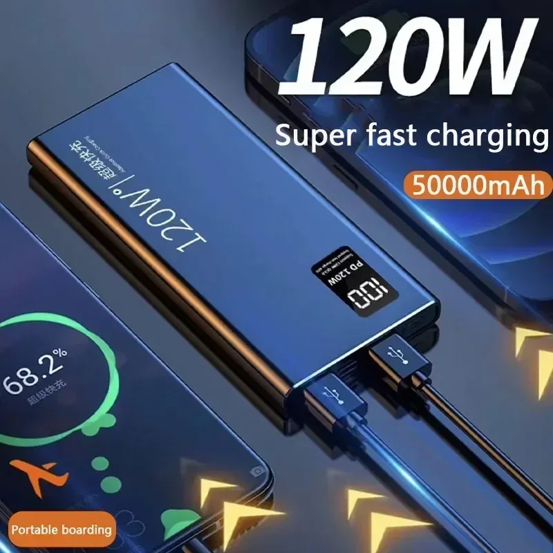 120W Super Fast Charging 50000mAh Power Bank with 100% Sufficient Capacity for Mobile Power Supply for Various Mobile Phones