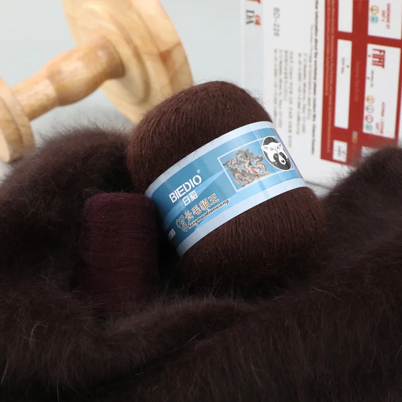 50g/ball Long Hair Mink Yarn 80% Angora Rabbit Yarn for Hand Knitting Mink Down Yarns 13s/2 Fluffy Wholesale 4