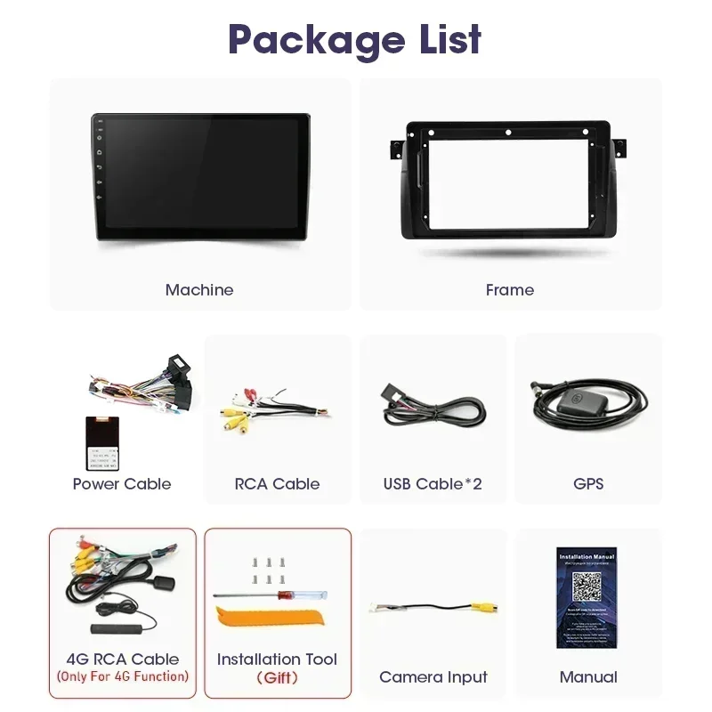 para BMW E46 M3 X5 1998 - 2006 Srnubi Radio de Coche Android Auto con GPS, Navegación, Carplay, Pantalla Táctil, 4G, WIFI 5GHz, Plug and Play, Pantalla QLED, Reproductor Multimedia de Video con Ventilador de Refrigeración Integrado 6
