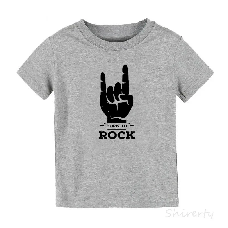 Born To Rock Kids T-Shirt Boys Girls Unisex Baby Clothes Cool Fashion Style Tops Children Summer Short Sleeve Graphic Tee Shirt 5