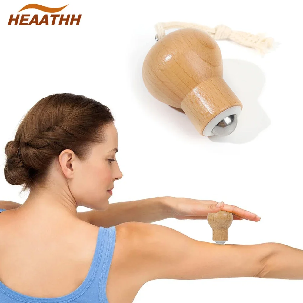 Portable Face Mini Massager Wooden Roller Massager for Face Hand Leg Head Neck Back Waist Massage Wheel Stick for Men Women