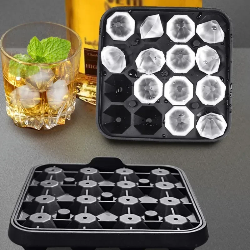 16 Grid Diamond Ice Tray Mold Box Food Grade Silicone Ice Cube Blocks Maker  Mould Machine Whiskey Wine Bar Tools Kitchen Gadgets - AliExpress