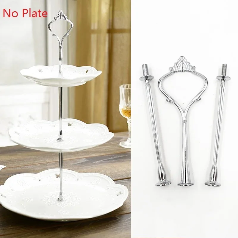 2/3 Tier Glass Stand Afternoon Tea Wedding Plates Party Tableware Golden/Silver Tier Cake Plate Stand Cupcake No Plate cake decorating tools,cake stand,cake baking tools,cake making tools