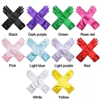 1Pair Children Long Gloves Princess Dance Performance Stage Gloves Satin Sequins Bow Glove Solid Full Finger Mittens Accessories 4