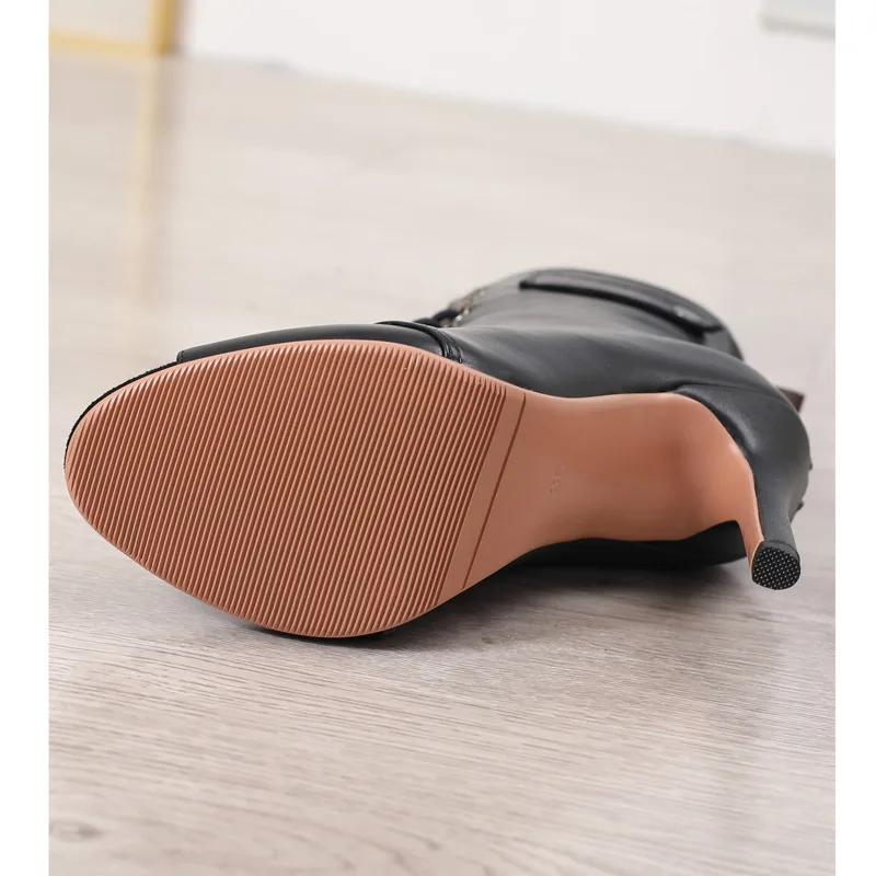 2024 Women Black High Heels Soft Female Shoes Slipery Sole Customizable Street Sexy Stilettos Booties 4