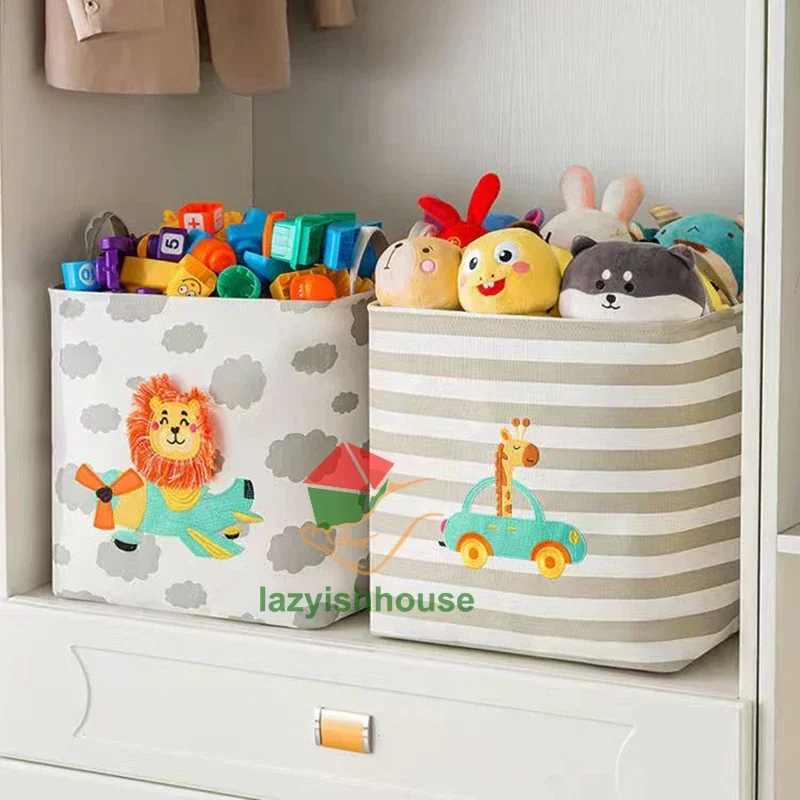 Folding Storage Basket Linen Storage Fabric Wardrobe Office Bedroom Closet Toys Laundry Basket With Handle Storage Organizer new 5