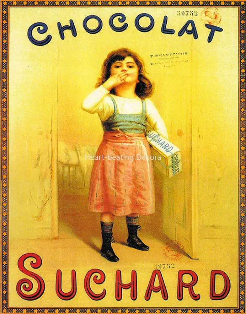 Poster De Metal Para Pared, Cartel Retro Frances De Chocolat Sucher, Hojalata