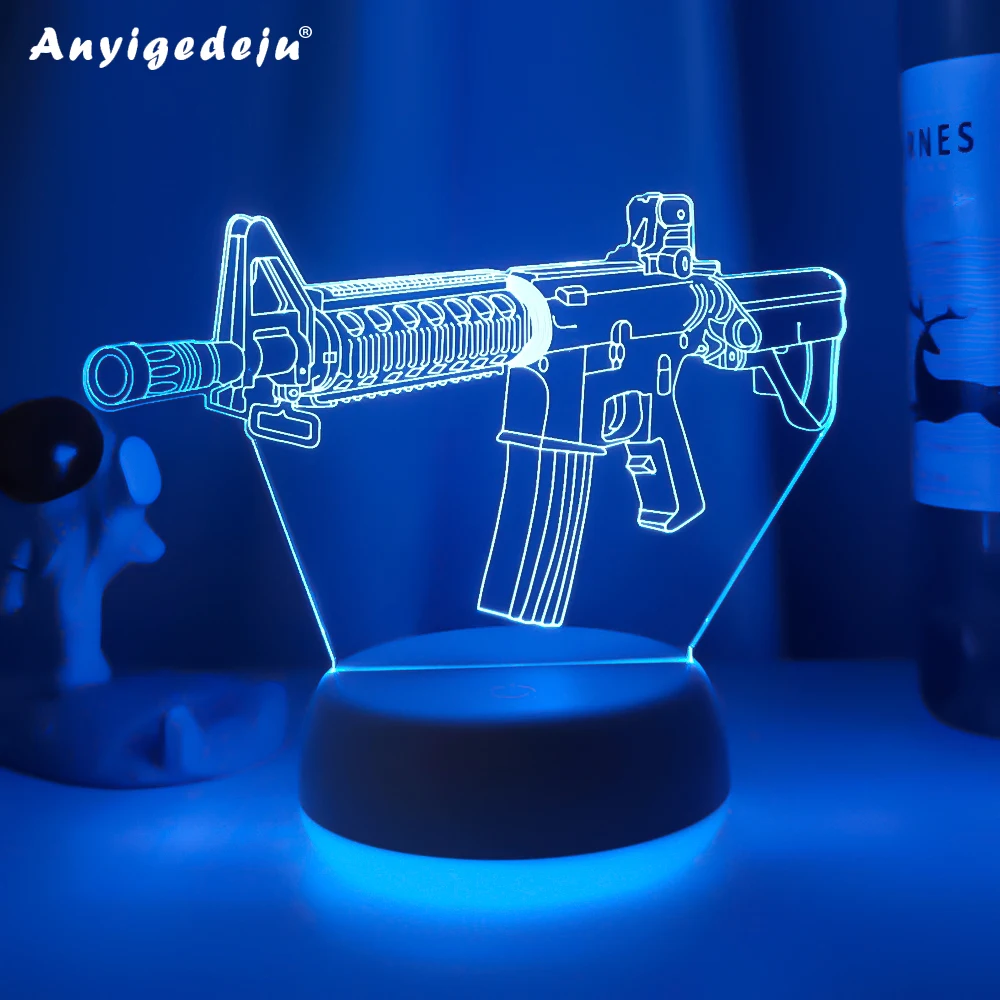 

Ночной светильник игровое оружие M4, светодиодный ночсветильник с сенсорным датчиком, меняющий цвет, для кабинета, кровати, декор для детской комнаты, для мальчиков, подарок на день рождения, лампа