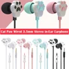 Cat Paw Earbuds Stereo 3.5mm In-Ear Headphones with Mic Earpiece Fashion Sports Wired Headset for Smartphone MP3 iPad PC Music