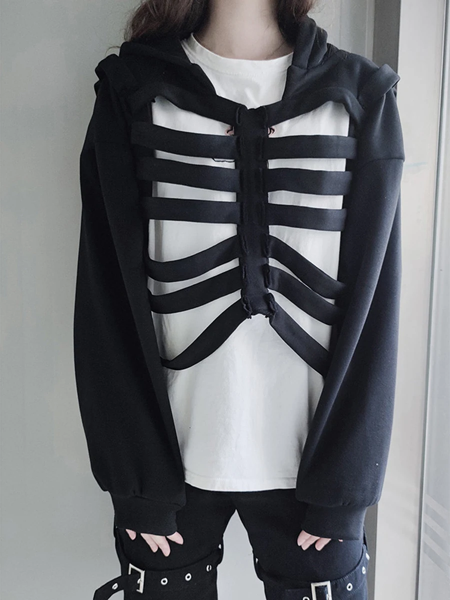 

Мужской женский жилет Y2K худи Скелет без рукавов, призрак, череп, пуловер, свитшоты, рубашки для Хэллоуина