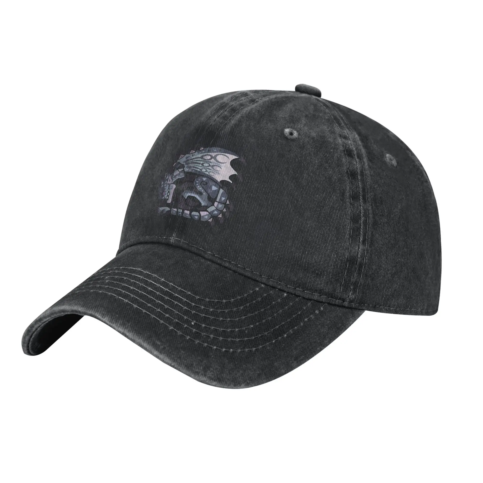 Silberne Rathalos Monster Hunter Baseballkappen Vintage Denim Washed Snapback-Mütze für Herren und Damen Outdoor-Aktivitäten Weiche Kappen