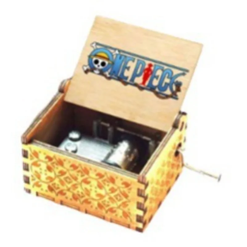 Wooden hand crank music box animation ONE PIECE music box cartoon plywood uv printing engraving wooden gifts for boyfriend music box carousel music box