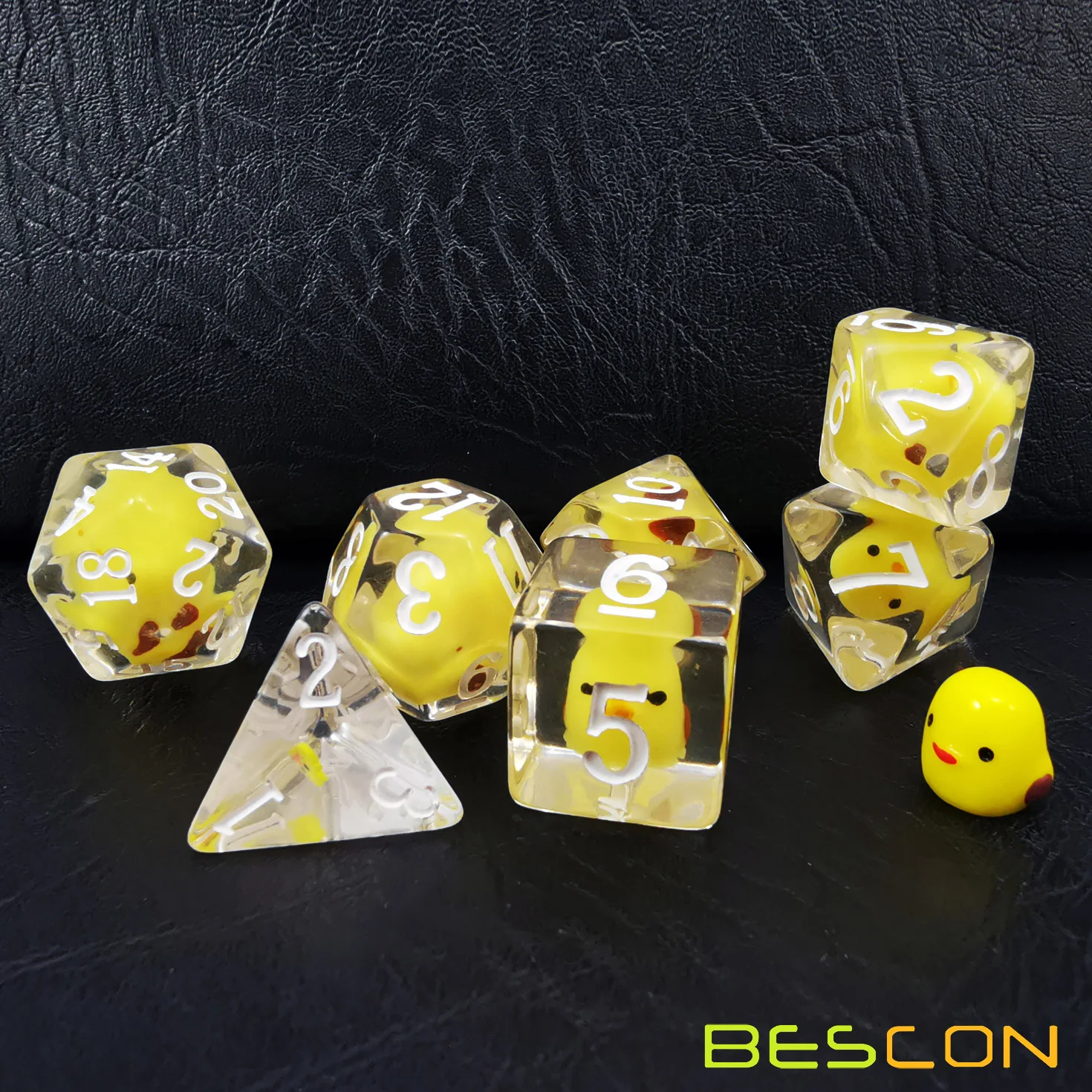 Bescon Yellow Chicken RPG Dice Set of 7,  Novelty Chicken Polyhedral Game Dice set 2