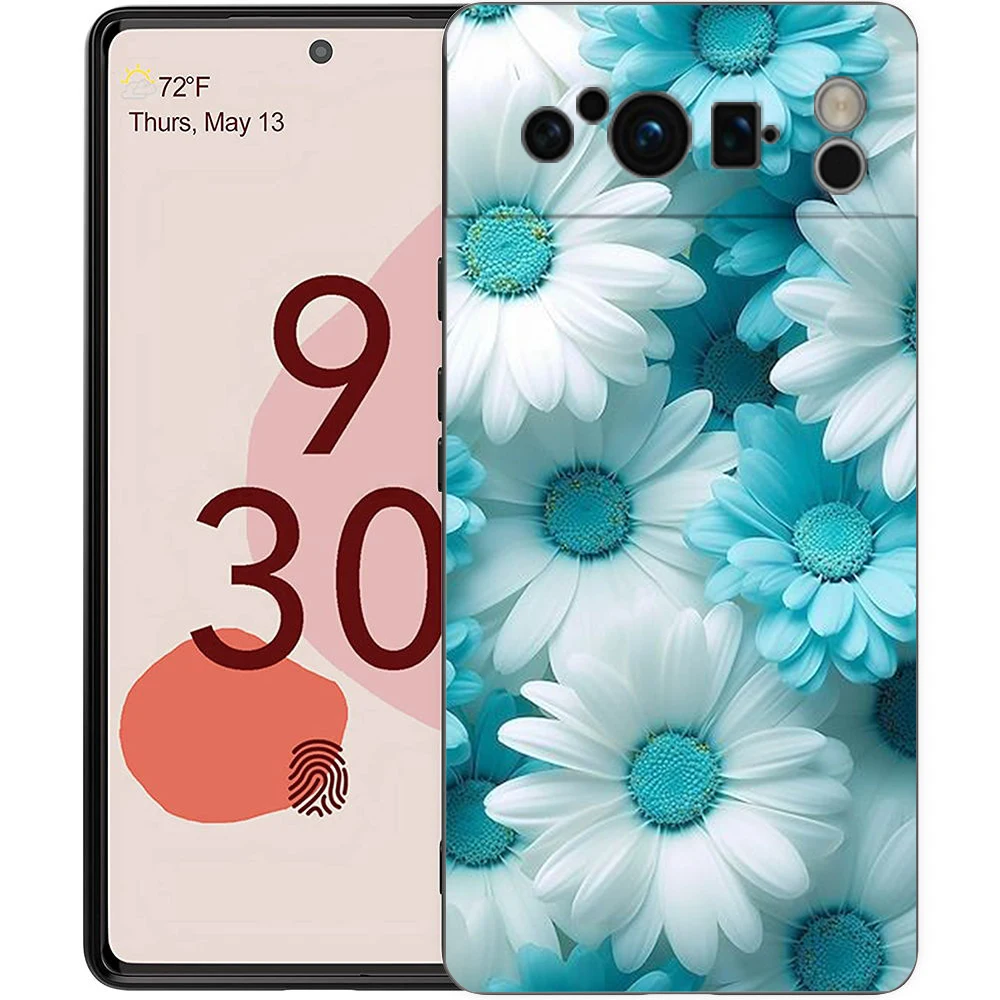Elegant Floral & Leaf Design Shockproof Phone Case - Soft Silicone TPU Black Cover
