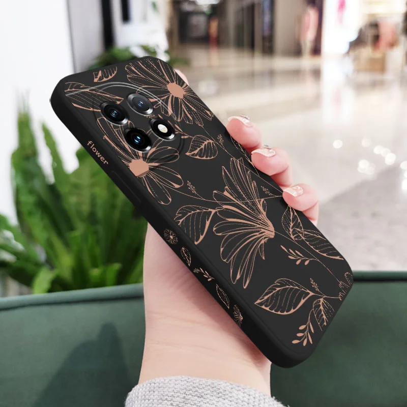 Line Pink Flower Liquid Silicone Phone Case