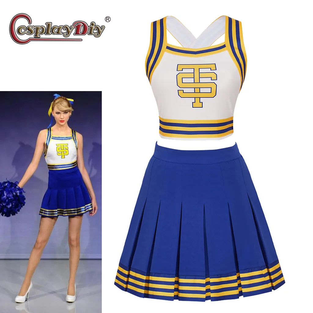 Cosplaydiy Taylor Costume Shake It Off Cheerleader Uniforme Swift High School Cheerleading Crop Top Con Minigonna Halloween