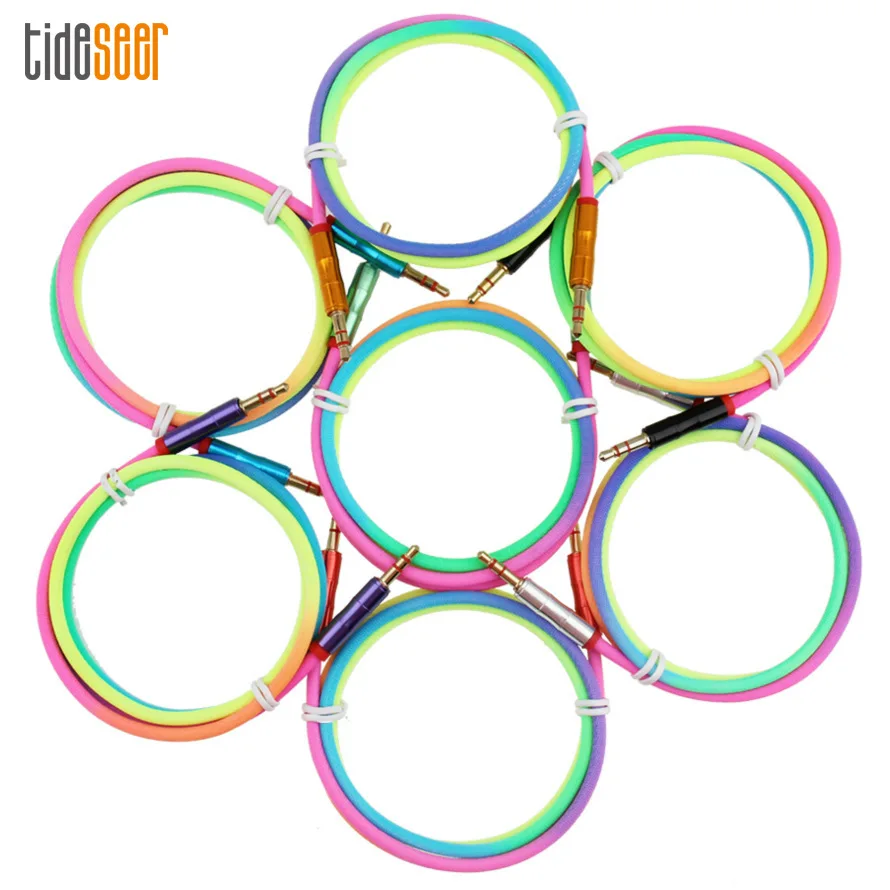 

2000 шт. красочный 1 м аудиокабель 3,5 мм разъем позолоченный штекер к штекеру AUX Шнур для iPhone Samsung автомобильные наушники Динамик MP3/4