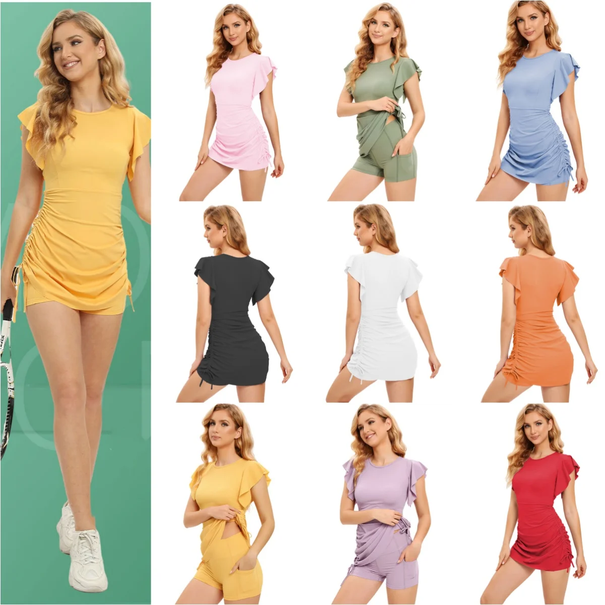Women Tennis Dress Sports Golf Badmintion Dress Sleeveless Fitness Gym Skirt With Shorts Casual Women Tennis Sweatshirt