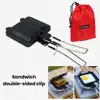 Grill Clip Removable Pan Portable Campfire Pie Maker Set Foldable Sandwich Baking Pan Double Pie Irons for Camping for Mountain 4