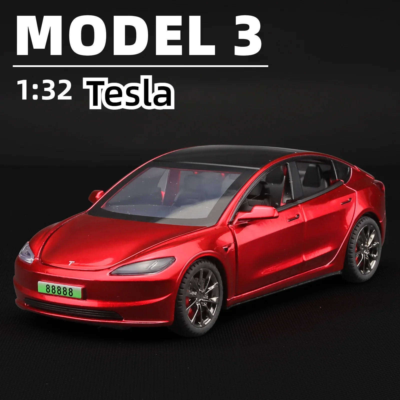 1/32 Tesla Model 3 Alloy Car Model Simulation Electric Car Model Boy Toy Pendant 1