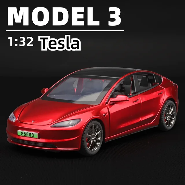 1/32 Tesla Model 3 Alloy Car Model Simulation Electric Car Model Boy Toy Pendant 1