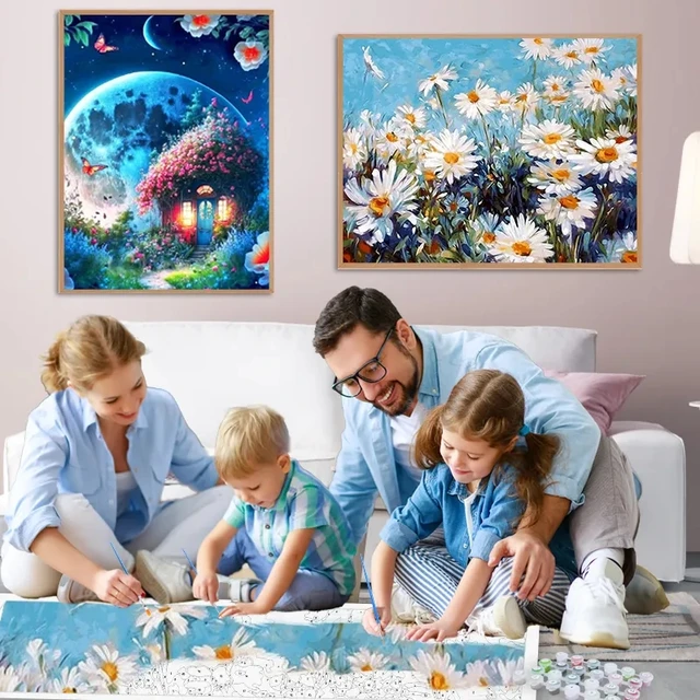 Gatyztory paysage urbain peinture par numéros pour adultes Kits de bricolage peinture acrylique abstraite bricolage toile peinture dessin coloriage par numéro 5