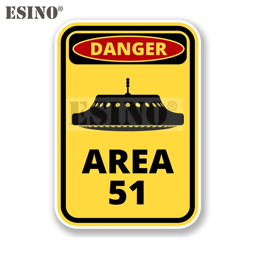 

Car Styling Creative Funny Warning Danger UFO Area 51 Alien Cartoon PVC Decal Waterproof Car Body Sticker Pattern Vinyl