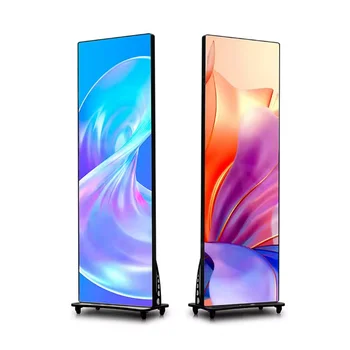 HD Floor Standing Digital LED Poster Screen Indoor Seamless Splicing Portable Smart Advertising Player Size 640X1920mm 1