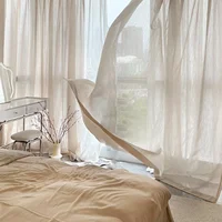 1Panel,Linen Gauze Curtains,Japanese Hemp Material,Log Wind,Balcony Bay window,Living Room,Bedroom Gauze Curtains 1